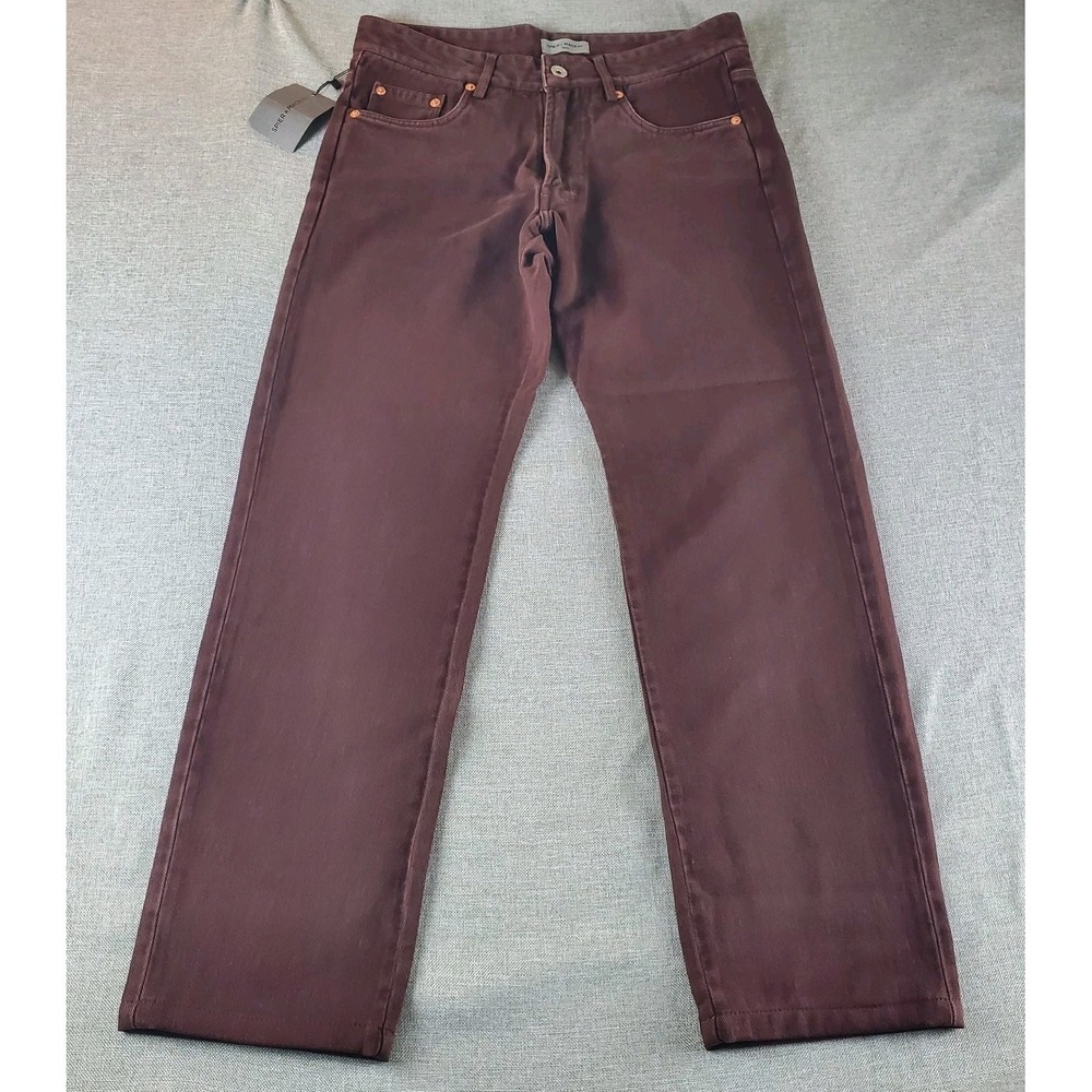 Spier Mackay Pants Men 31 Burgundy Denim Five Pockets Work Casual New